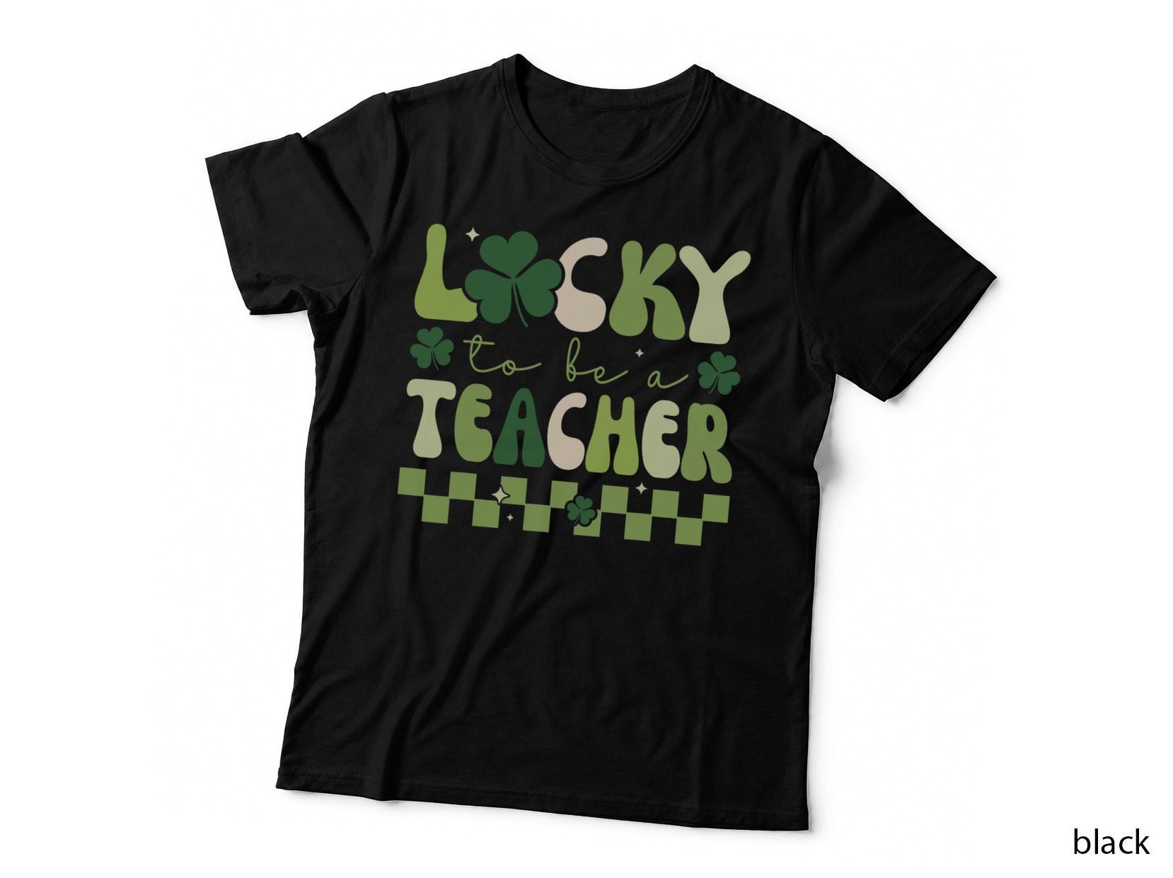 Lucky to Be a Teacher Groovy Retro St Patrick's Day T-Shirt