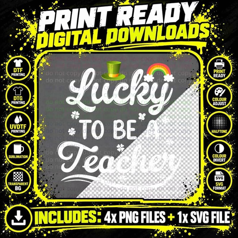 Lucky to Be a Teacher St Patricks Day School Teach Png SVG Digital Bundle