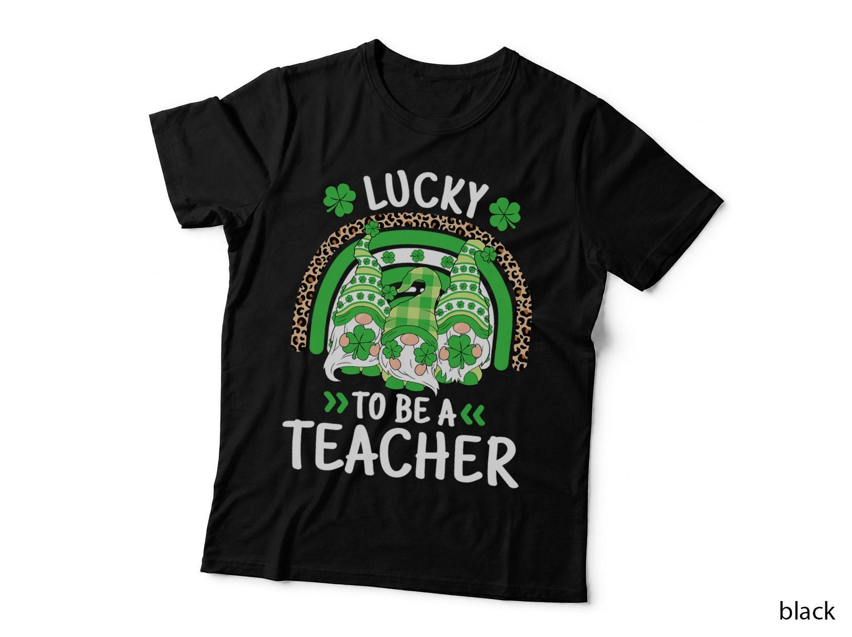 Lucky to Be a Teacher St. Patricks Day Rainbow Shamrock T-Shirt