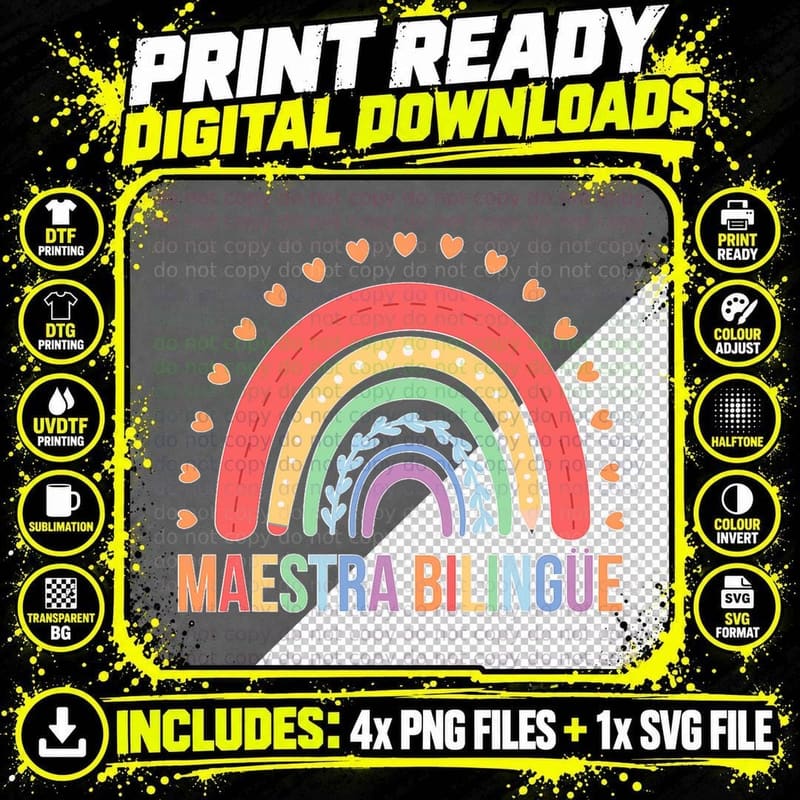 Maestra Bilingüe Spanish Teacher Spanish Teaching Week Png SVG Digital Bundle