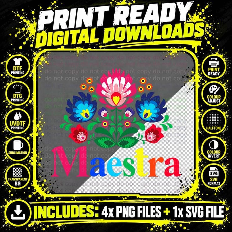 Maestra Proud Spanish Teacher Bilingual Teacher Latina Png SVG Digital Bundle