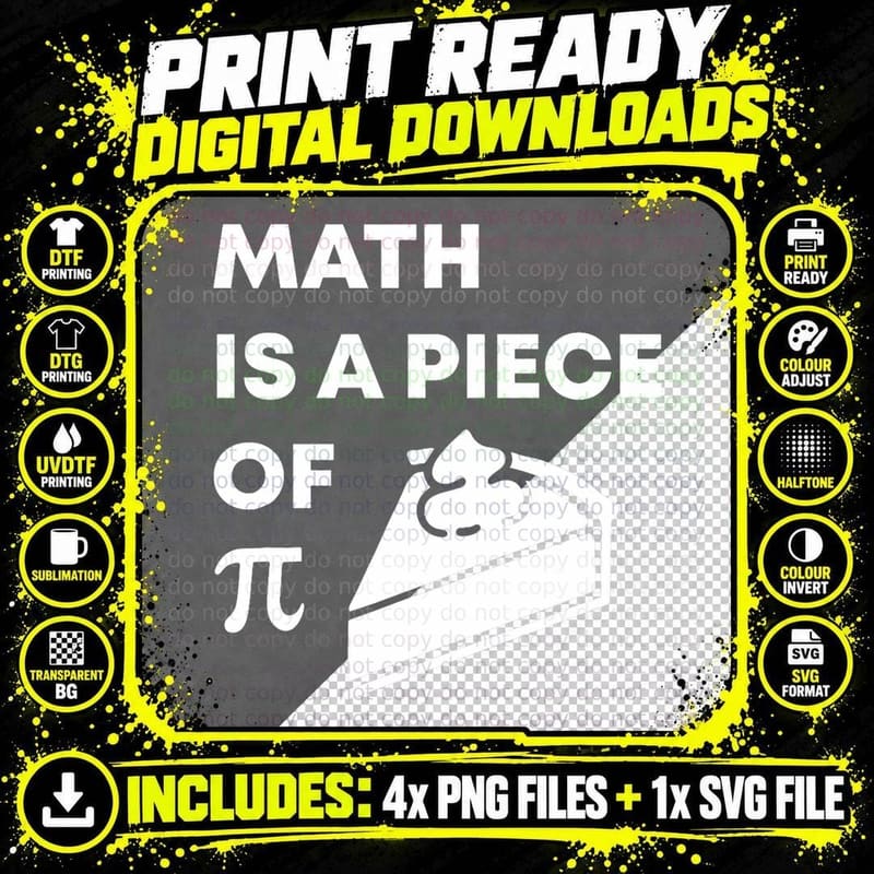 Math Is a Piece of Pi Funny Pi Day Teacher Student Png SVG Digital Bundle