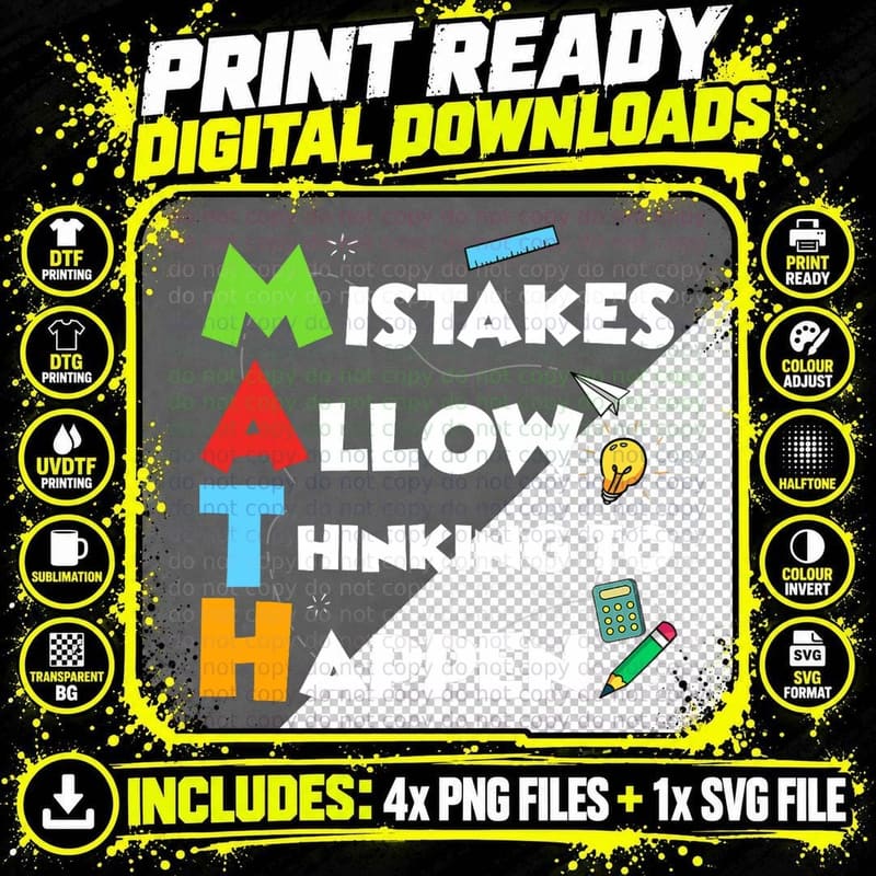 Mistakes Allow Thinking to Happen Back to School Teacher Png SVG Digital Bundle