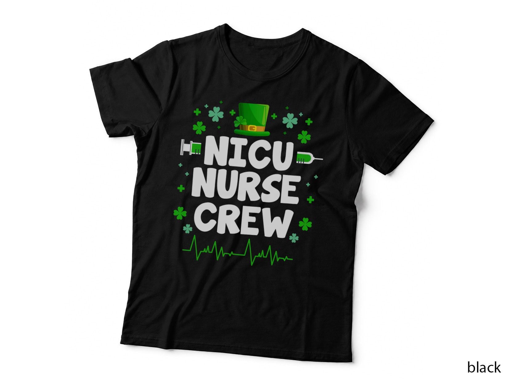 NICU Nurse Crew Leprechaun Hat Happy St Patrick's Day T-Shirt