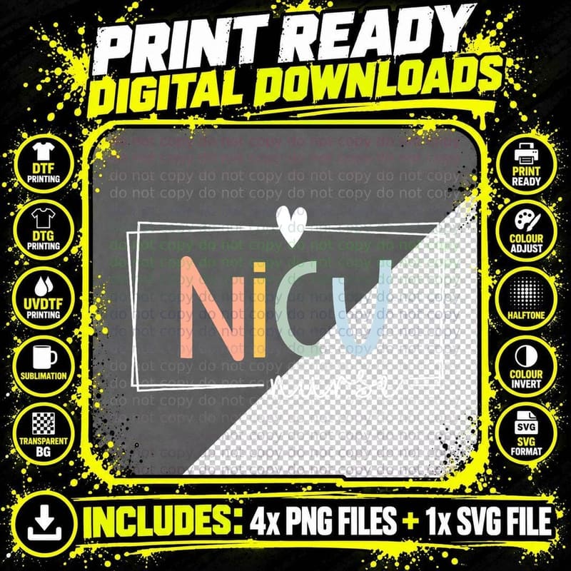 NICU Nurse Simple T-Shirt Png SVG Digital Bundle