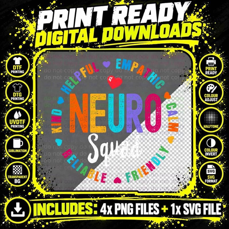 Neuro Squad Nurse Team Registered Nursing T-Shirt Png SVG Digital Bundle