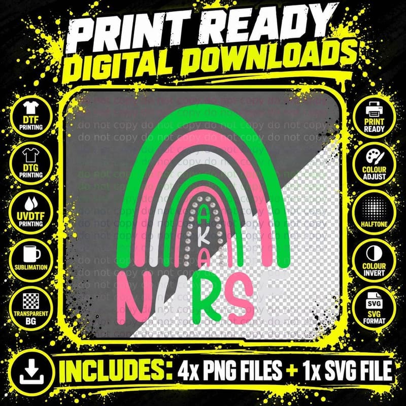 Nurses Cute Rainbow Aka Nurse Funny T-Shirt Png SVG Digital Bundle