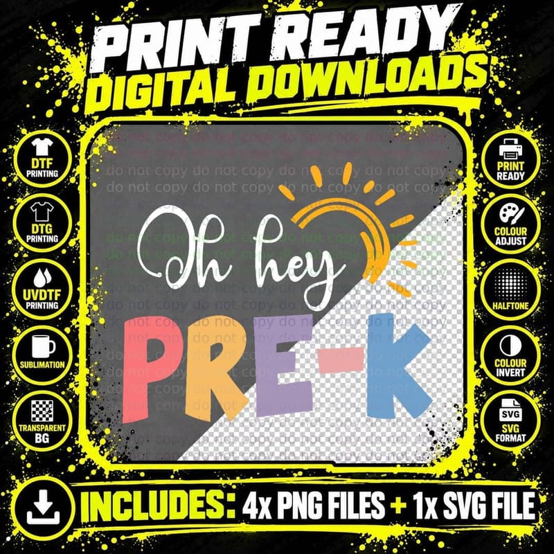 Oh Hey Pre K Teacher Student Preschool First Day of Png SVG Digital Bundle
