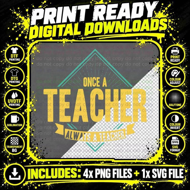 Once a Teacher Always a Teacher Funny Teaching Quote Png SVG Digital Bundle