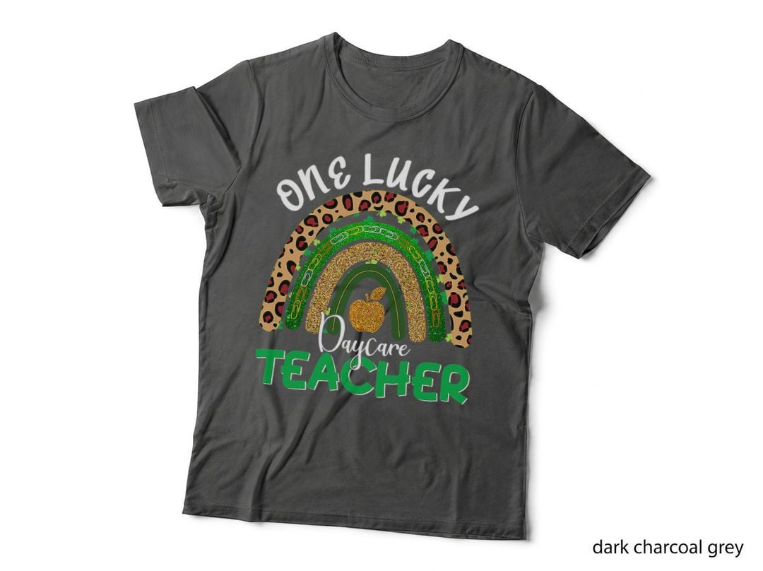One Lucky Daycare Teacher Leopard Rainbow St Patricks Day T-Shirt