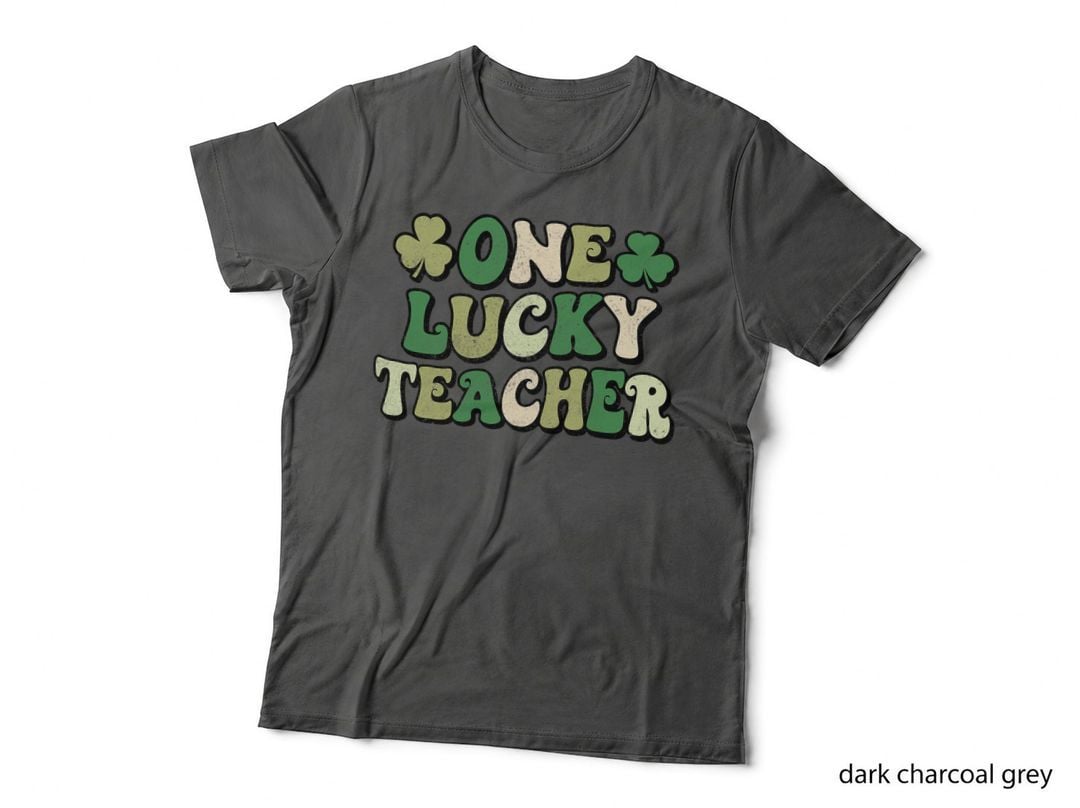 One Lucky Teacher Groovy Retro Teacher St Patrick's Day T-Shirt