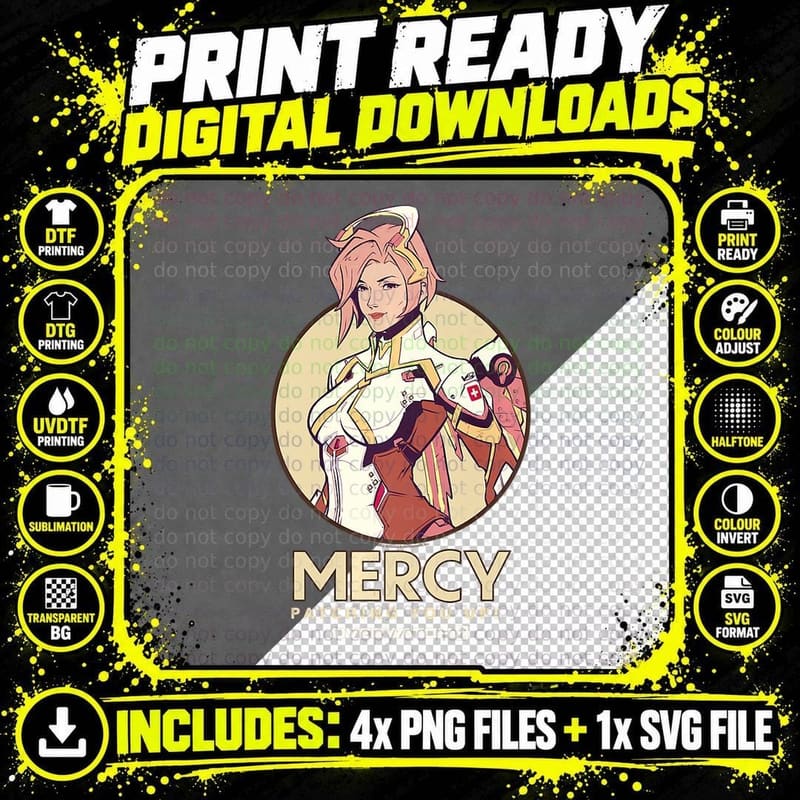 Overwatch 2 Mercy Patching You up Nurse Icon Circle Png SVG Digital Bundle