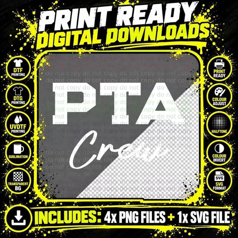PTA Crew Parent Teacher Association T-Shirt Png SVG Digital Bundle