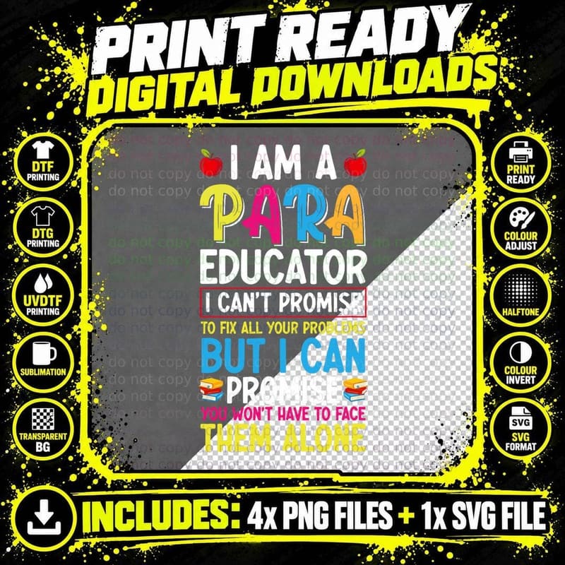 Para Educator - Paraprofessional Teacher Teaching Png SVG Digital Bundle