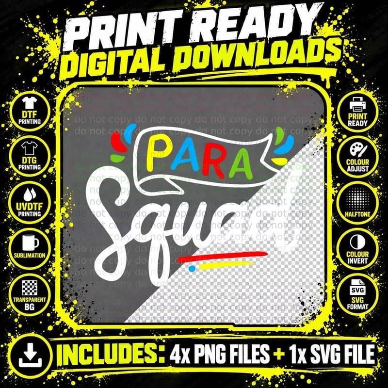 Para Squad Teacher Paraprofessional Para Professional Png SVG Digital Bundle
