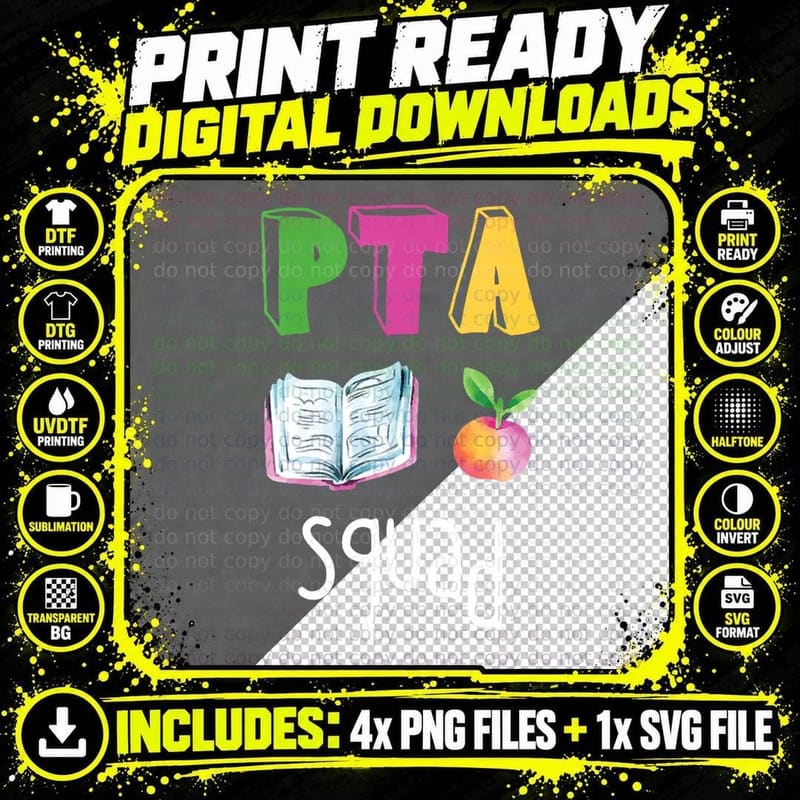 Parent Teacher Association PTA Squad Parent Teacher Png SVG Digital Bundle