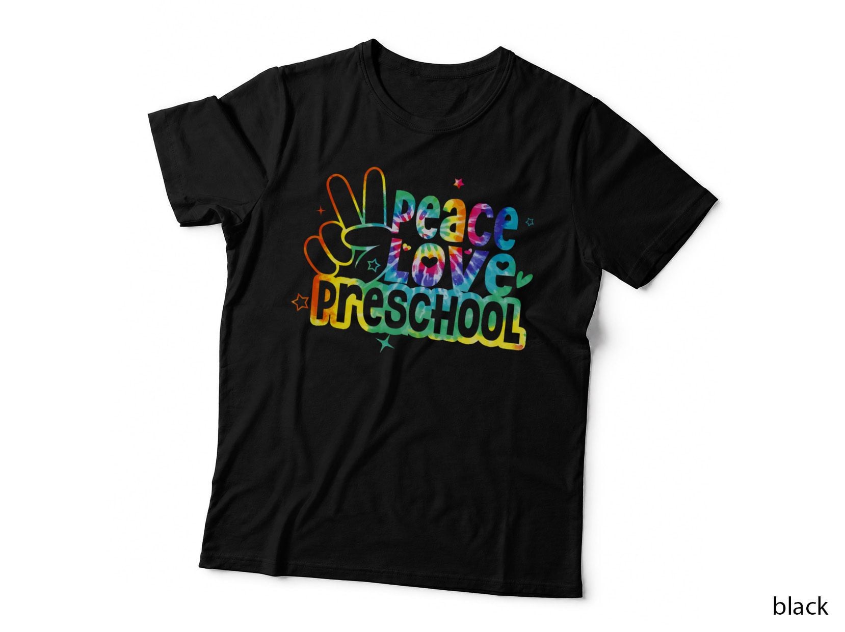Peace Love Preschool Tie Dye Back to School Teacher Kids T-Shirt
