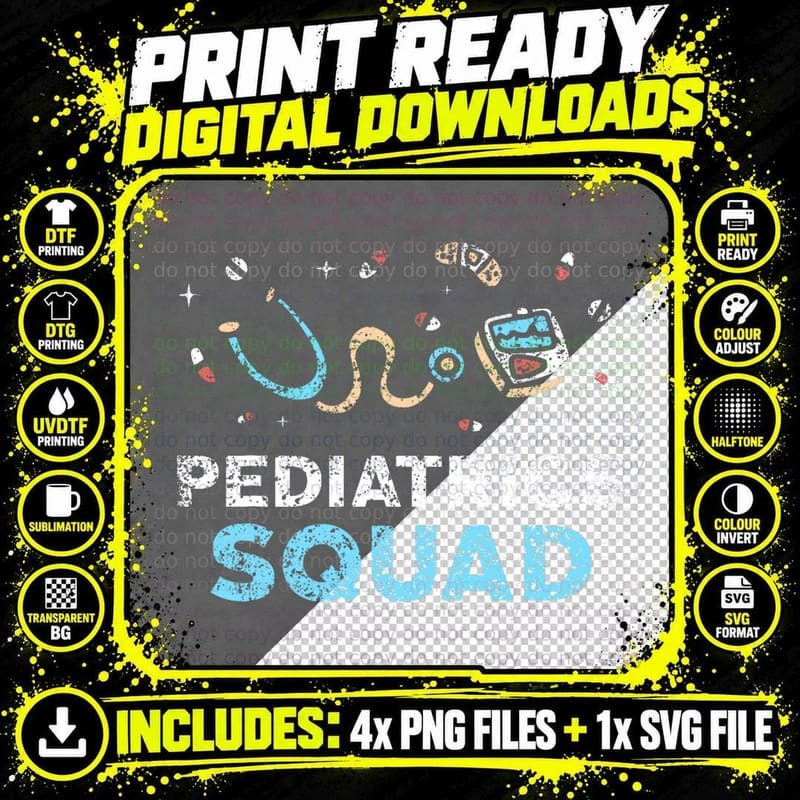 Pediatrics Squad Nursing Pediatric Nurse Nurses T-Shirt Png SVG Digital Bundle