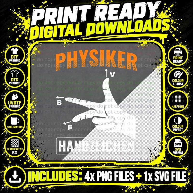 Physics Hand Sign Physics Teacher Nerd Physics T-Shirt Png SVG Digital Bundle