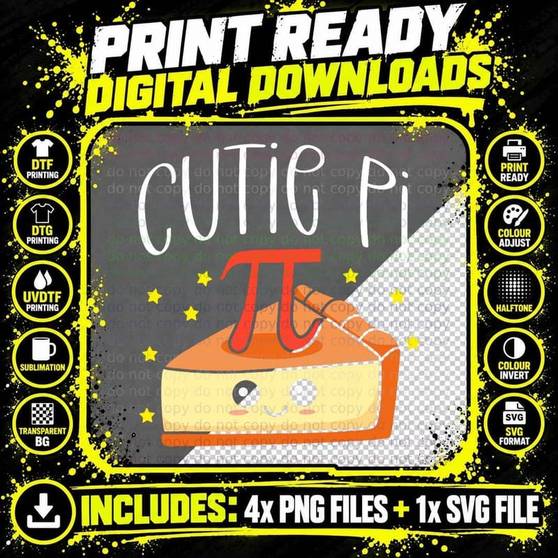 Pi Day Math Lover Student Teacher 3.14 Cutie Pie T-Shirt Png SVG Digital Bundle