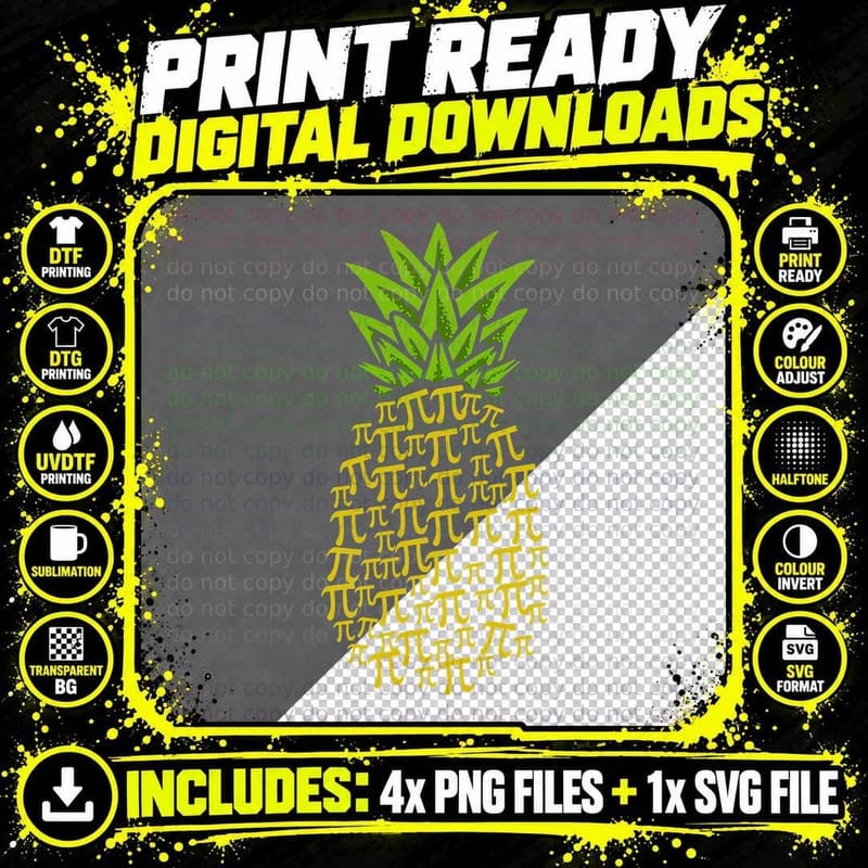 Pi Day Pineapple Math Lover Teacher 3.14 Number Symbol Png SVG Digital Bundle
