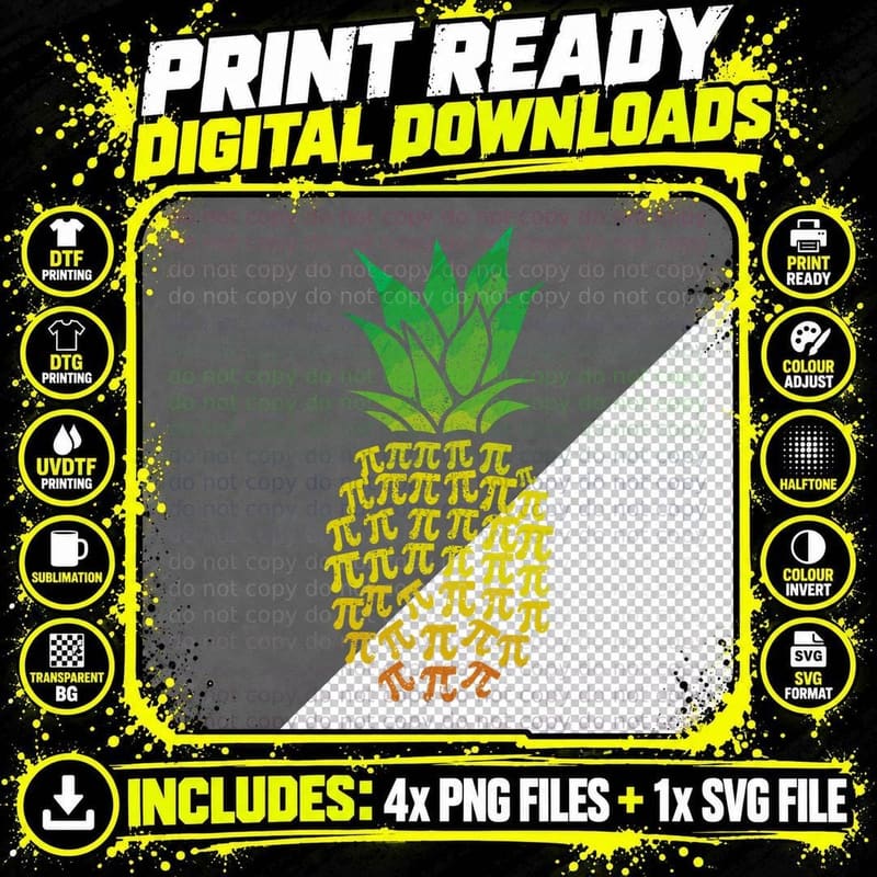 Pi Day Pineapple Math Lover Teacher 3.14 Symbol Png SVG Digital Bundle