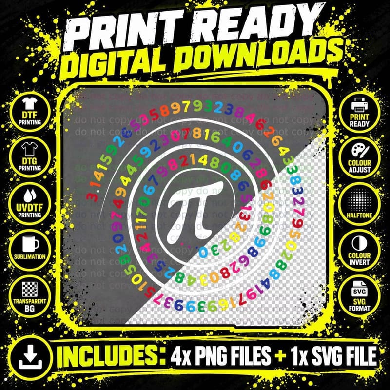 Pi Symbol Math Teacher Pi Day T-Shirt Png SVG Digital Bundle