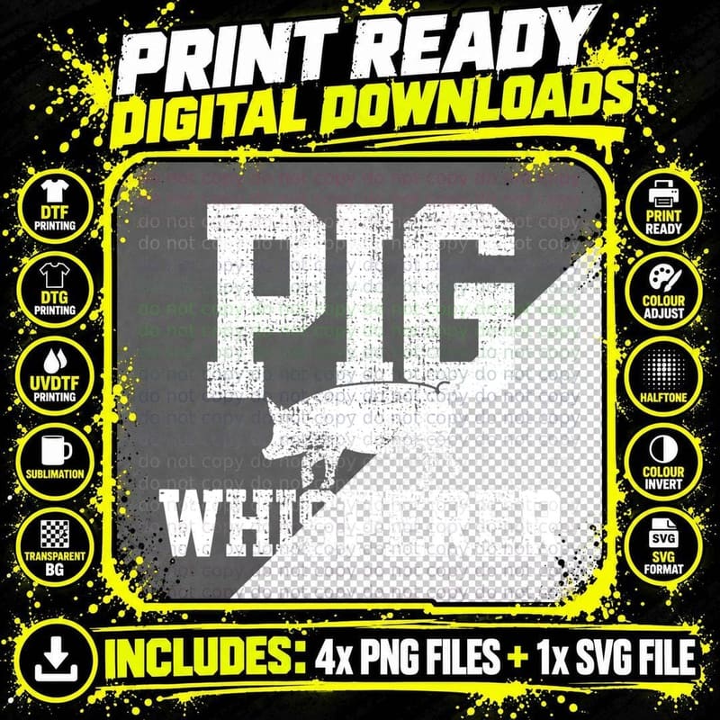 Pigs Whisperer Farmer Vintage T-Shirt Png SVG Digital Bundle