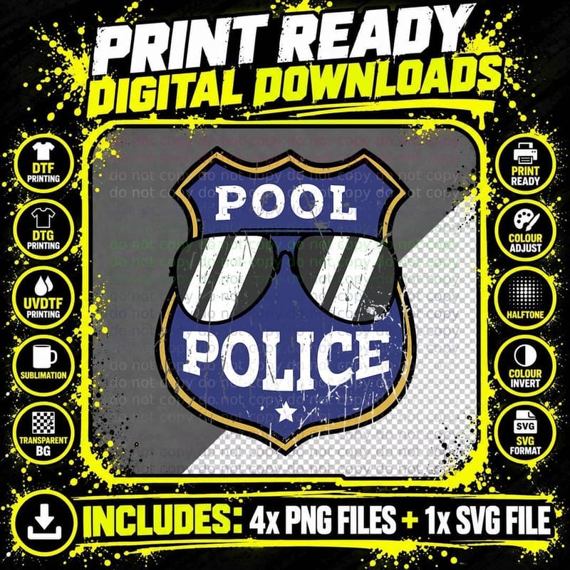 Pool Police - Pool Lifeguard T-Shirt Png SVG Digital Bundle