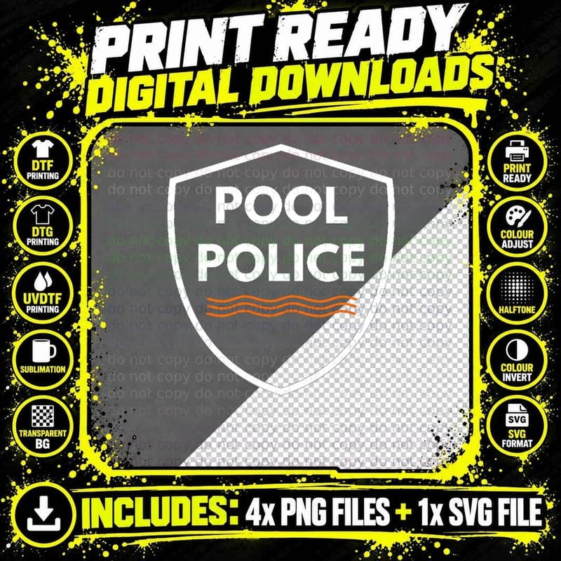 Pool Police Lifeguard Swimming Funny T-Shirt Png SVG Digital Bundle