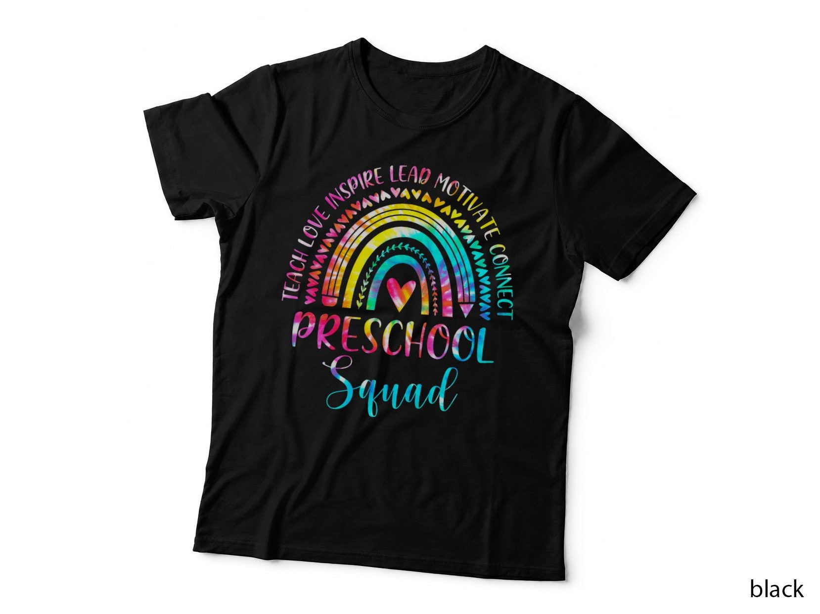 Preschool Teacher Squad Tie Dye Rainbow Back to School T-Shirt