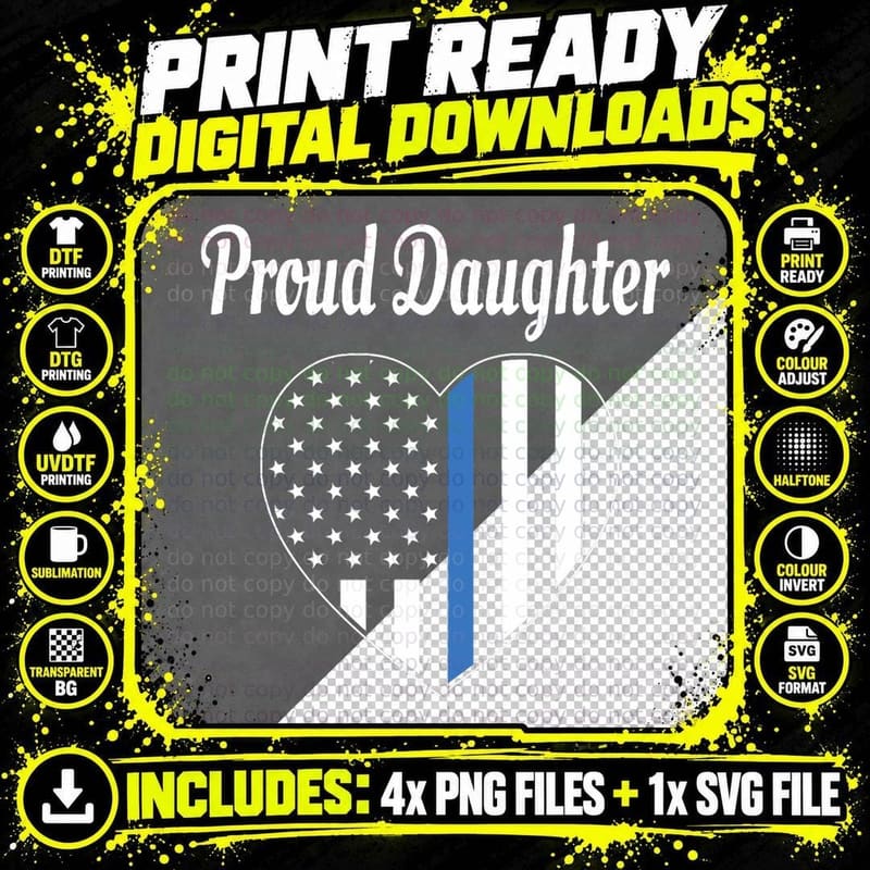 Proud Daughter of Police Officer - Law Enforcement Png SVG Digital Bundle