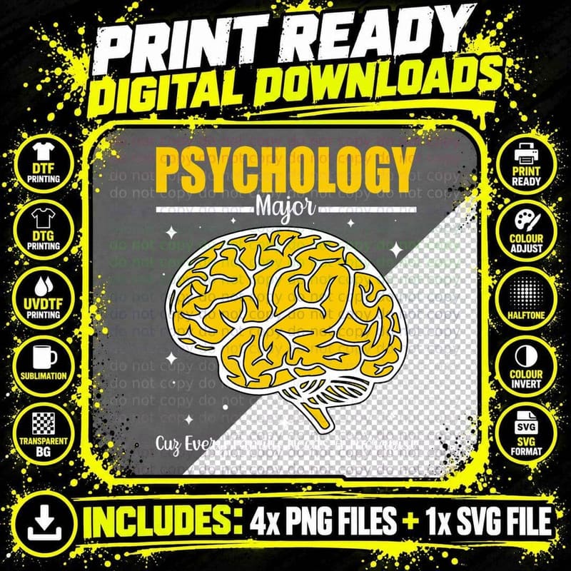 Psychology Major School Psychologist Teacher Student Png SVG Digital Bundle