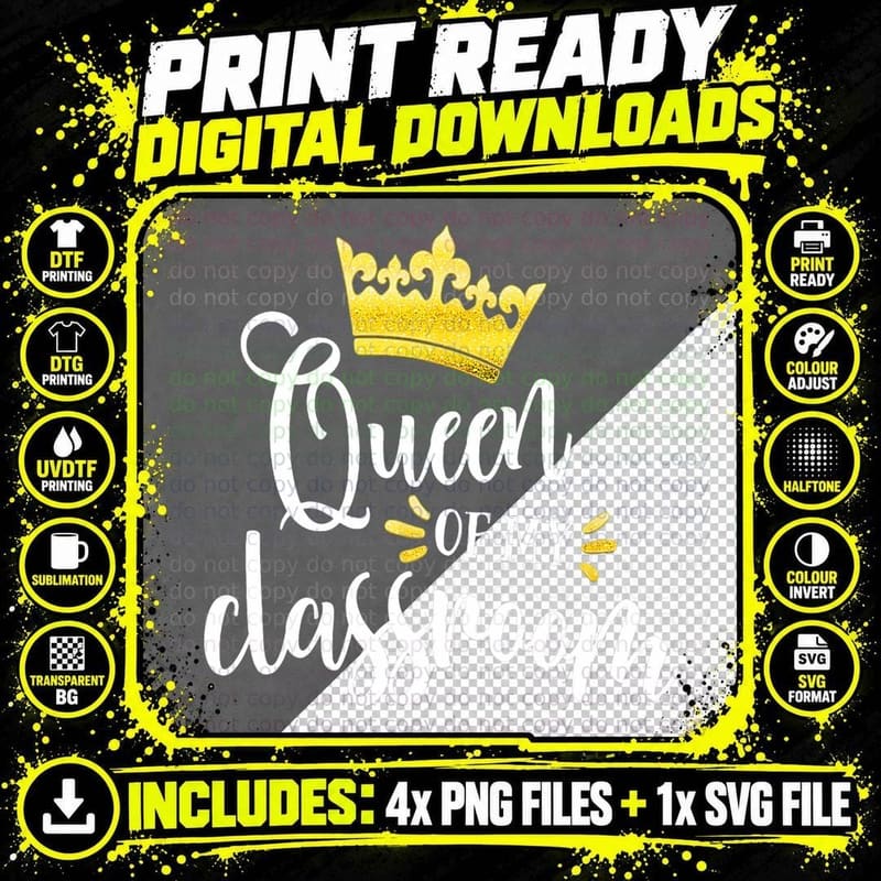 Queen of My Classroom Teacher & Girls Back to School Png SVG Digital Bundle