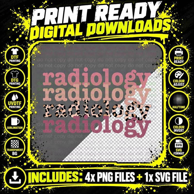 Radiology Leopard Technician Xray Tech Boho Nurse Men Png SVG Digital Bundle