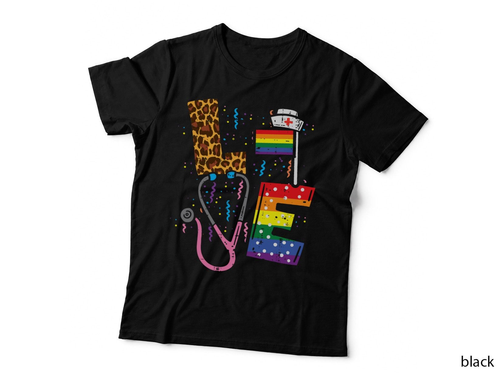 Rainbow Flag Love Nurse RN Scrub Top LGBT Pride Month Gay T-Shirt