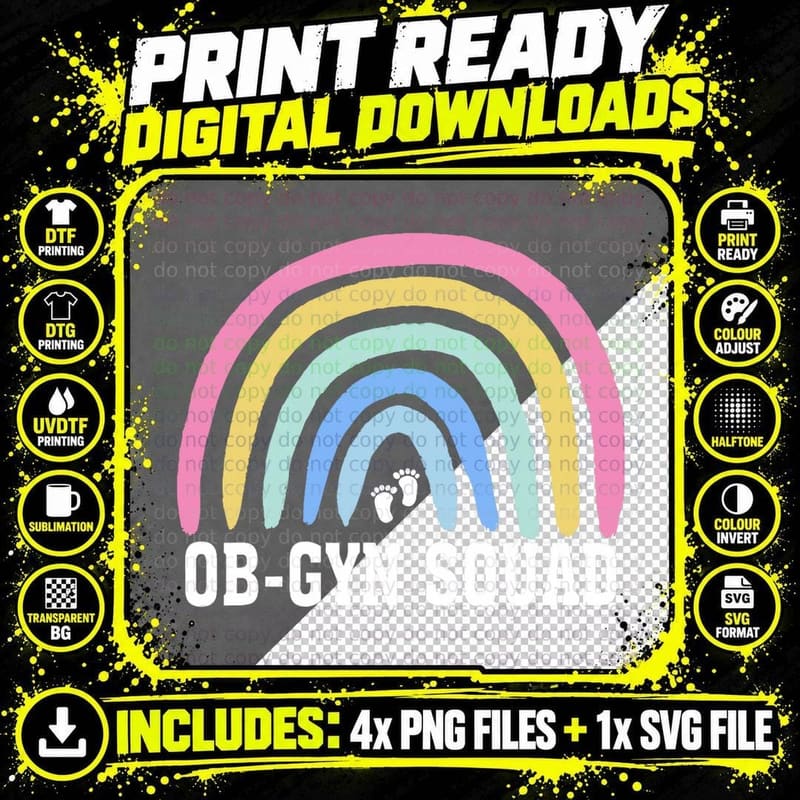 Rainbow Ob-Gyn Squad Obstetrician Gynecologist Nurse Ob Png SVG Digital Bundle