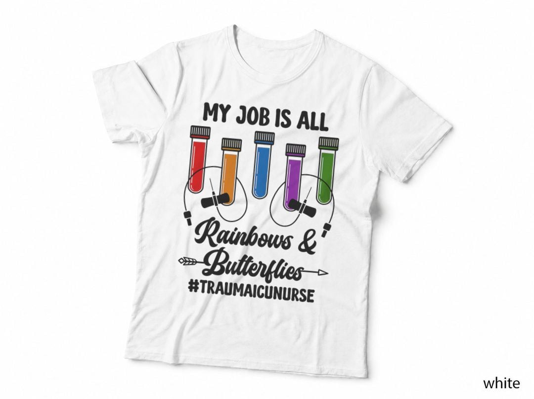 Rainbows & Butterflies Trauma ICU Nurse Trauma ICU Nursing T-Shirt