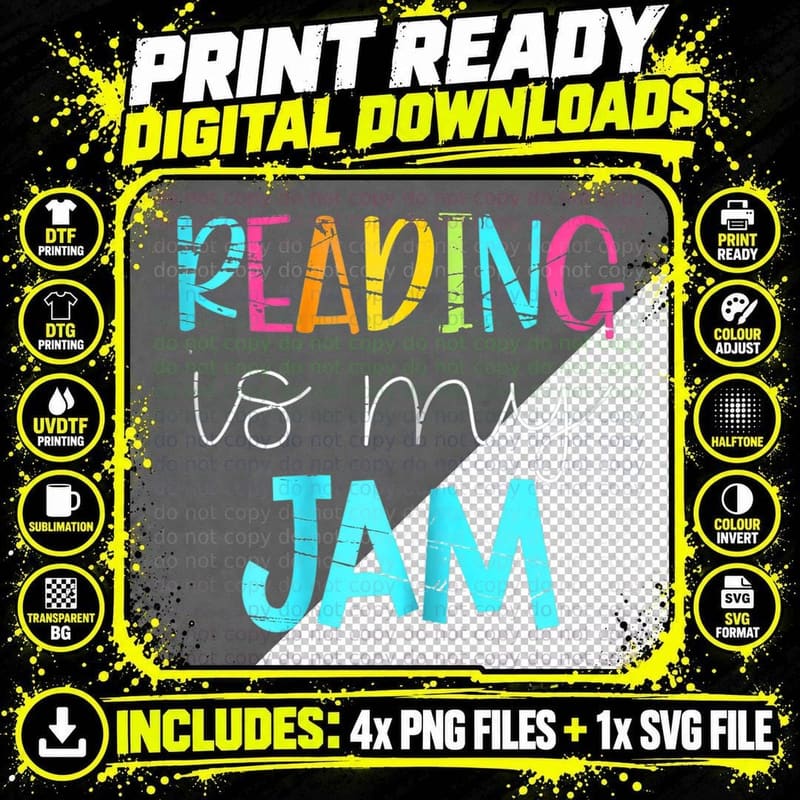 Reading Is My Jam - Read Teacher - ELA Teacher T-Shirt Png SVG Digital Bundle