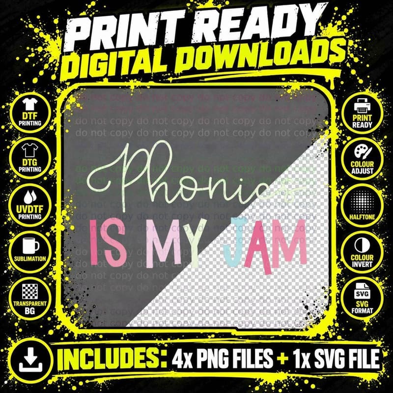 Reading Teacher Phonics Is My Jam, Science of Reading Png SVG Digital Bundle