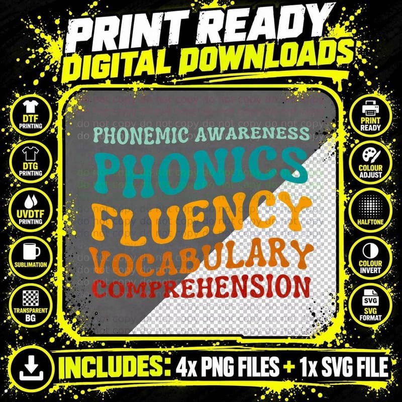 Reading Teacher Science of Reading Phonics Png SVG Digital Bundle
