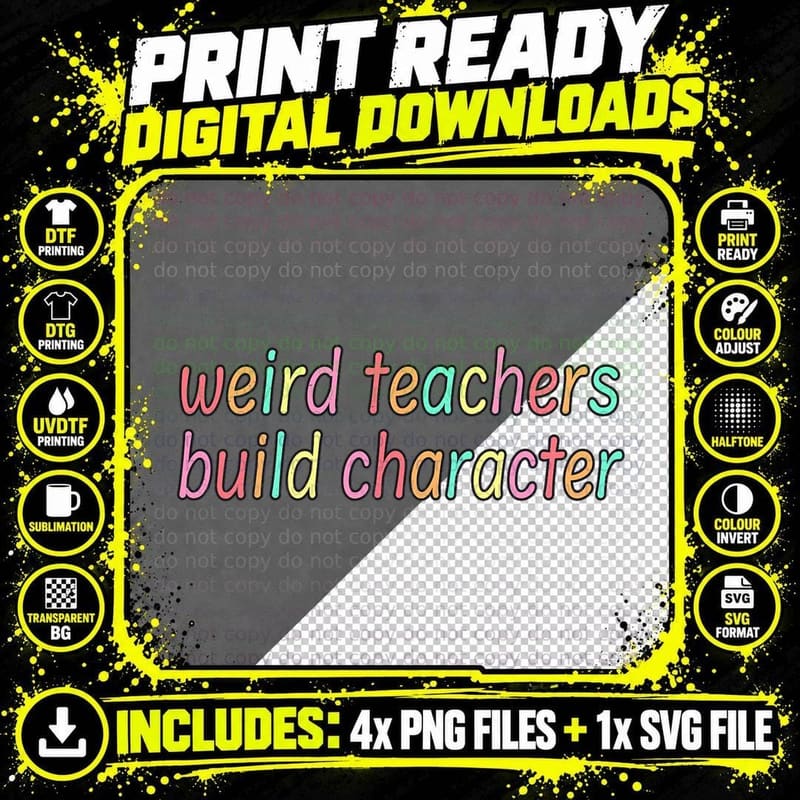 Retro Funny Teacher Sayings Weird Teachers Build Png SVG Digital Bundle