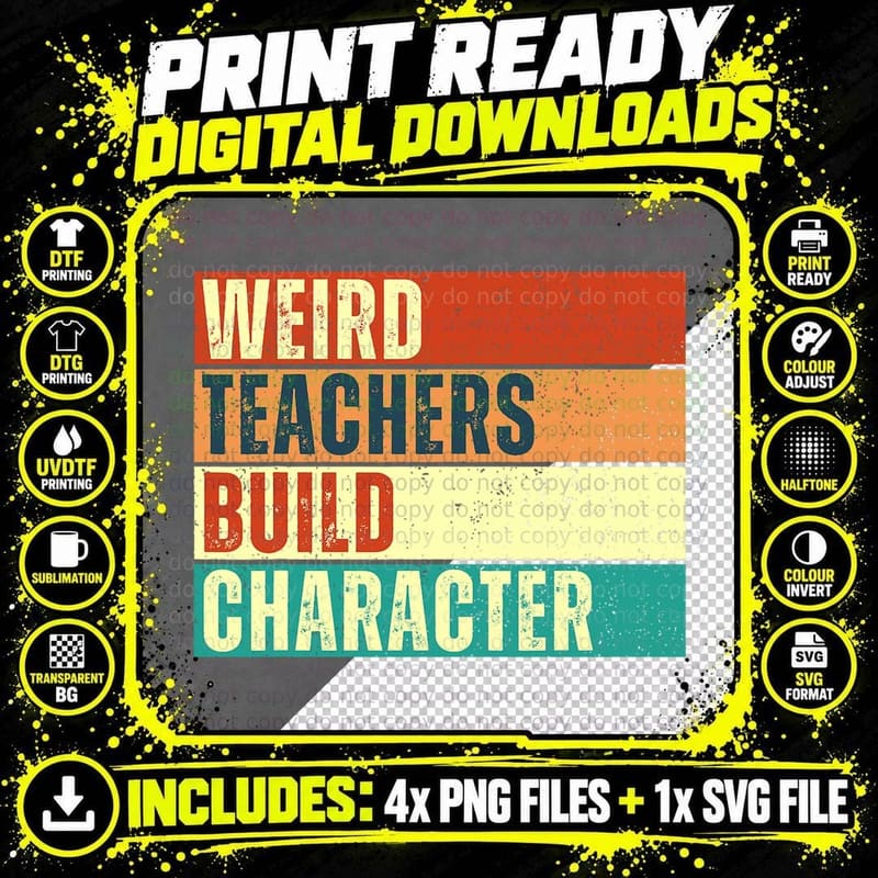 Retro Teacher Appreciation Weird Teachers Build Png SVG Digital Bundle