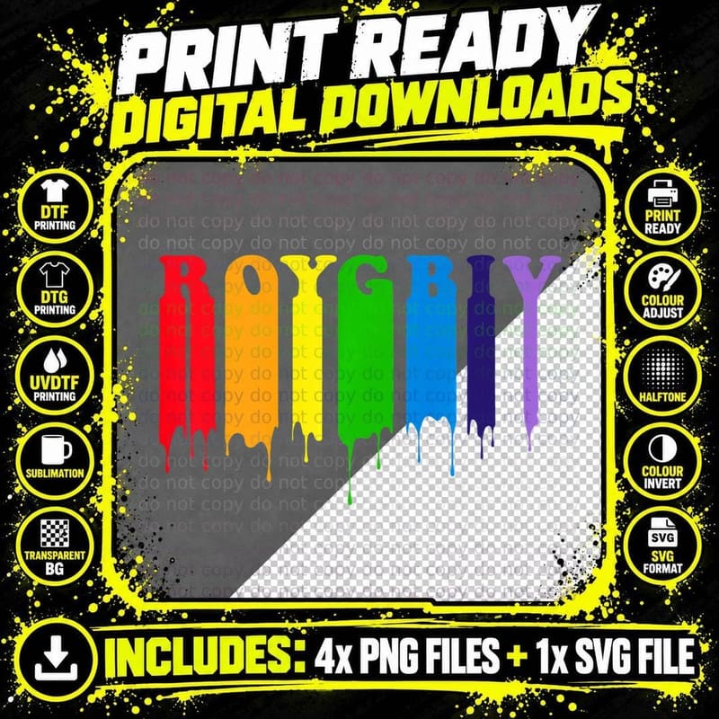 Roygbiv Roy G Biv Rainbow Paint Artist Art Student Png SVG Digital Bundle