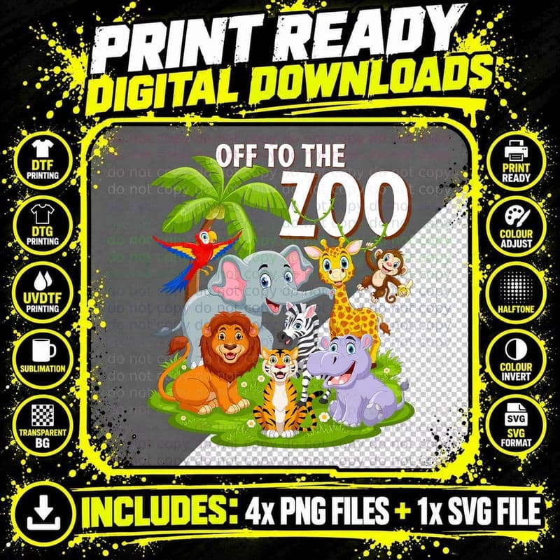 Safari Zoo Birthday Party Wild Zoo Animals Teacher Png SVG Digital Bundle