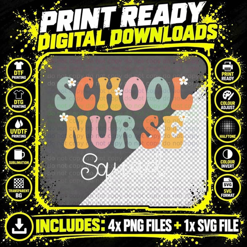 School Nurse Squad Week Groovy Appreciation Day for Png SVG Digital Bundle