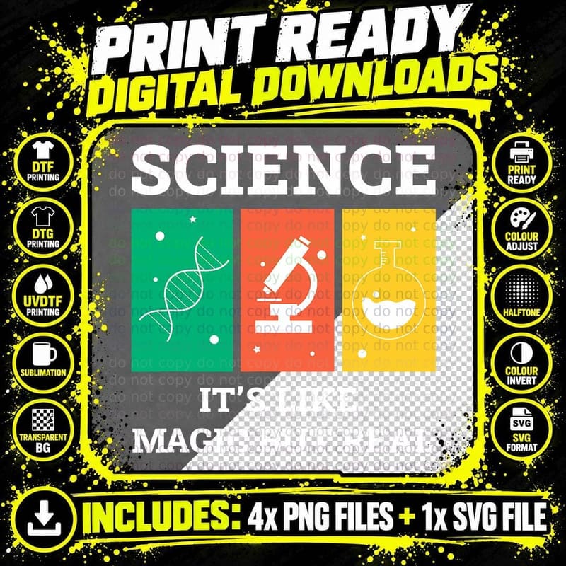 Science Is Magic Teacher Chemistry Biology Physics Png SVG Digital Bundle