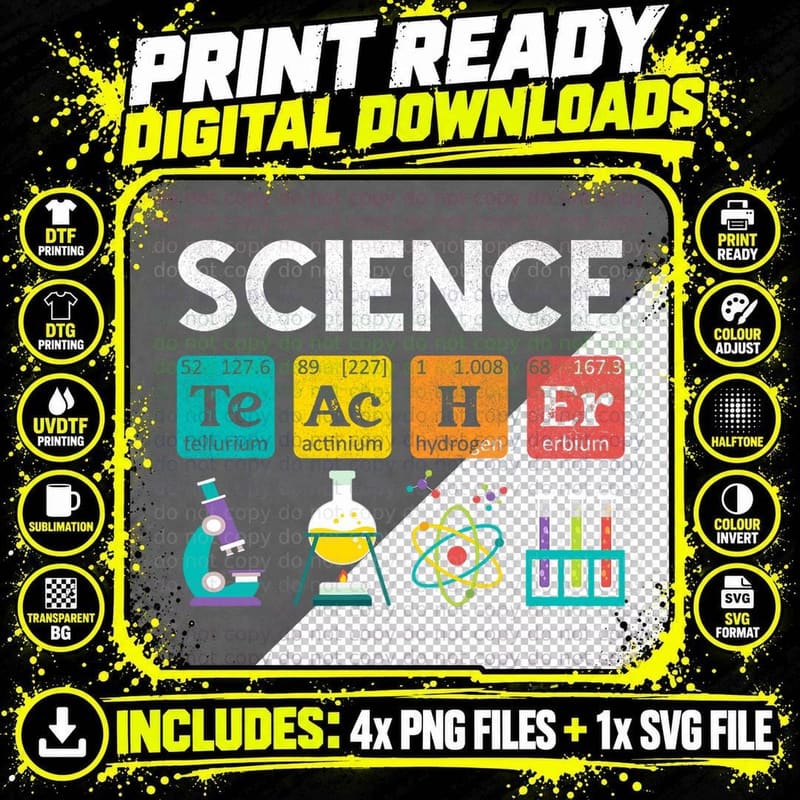 Science Teacher Chemistry Biology Physics Teacher Png SVG Digital Bundle