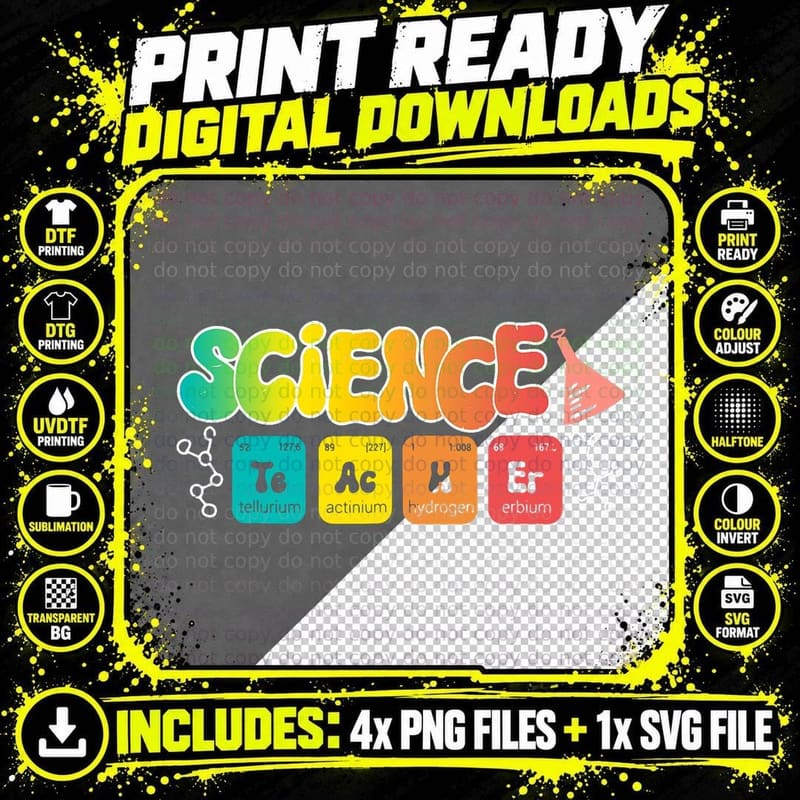 Science Teacher Chemistry Biology Physics Teacher T-Shirt Png SVG Digital Bundle