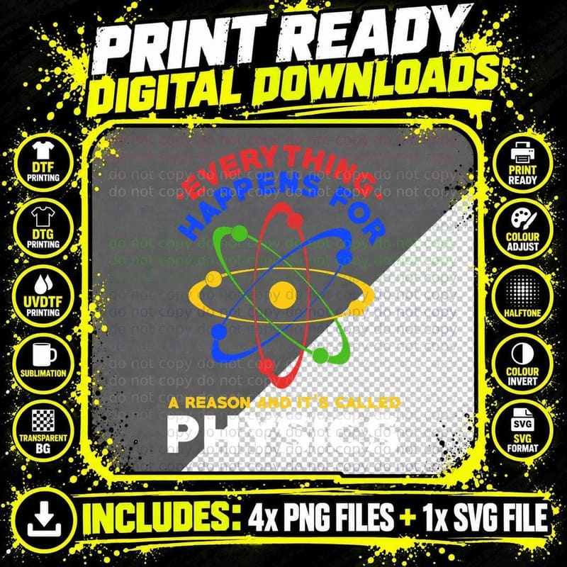 Science Teacher Nerd Gift Funny Physicist Quantum Png SVG Digital Bundle